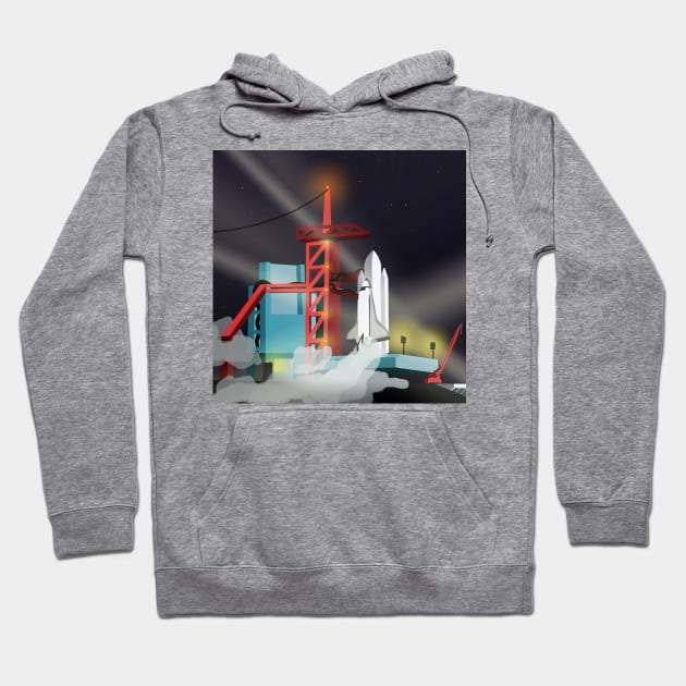 Shuttle Night Launch Hoodie by Archit.Haus